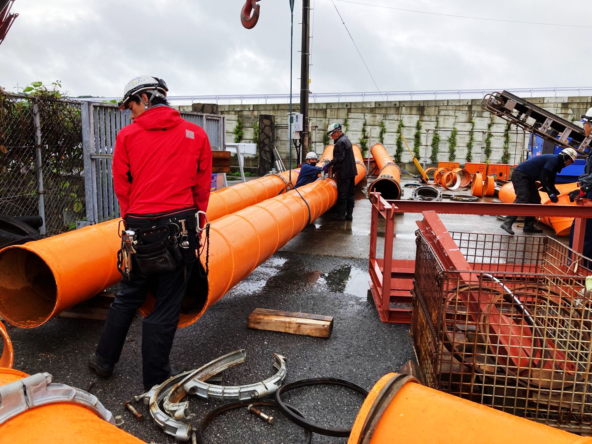 日本熊本県の排水機場で仮設排水ポンプ設備 日本熊本県の排水機場で仮設排水ポンプ設備