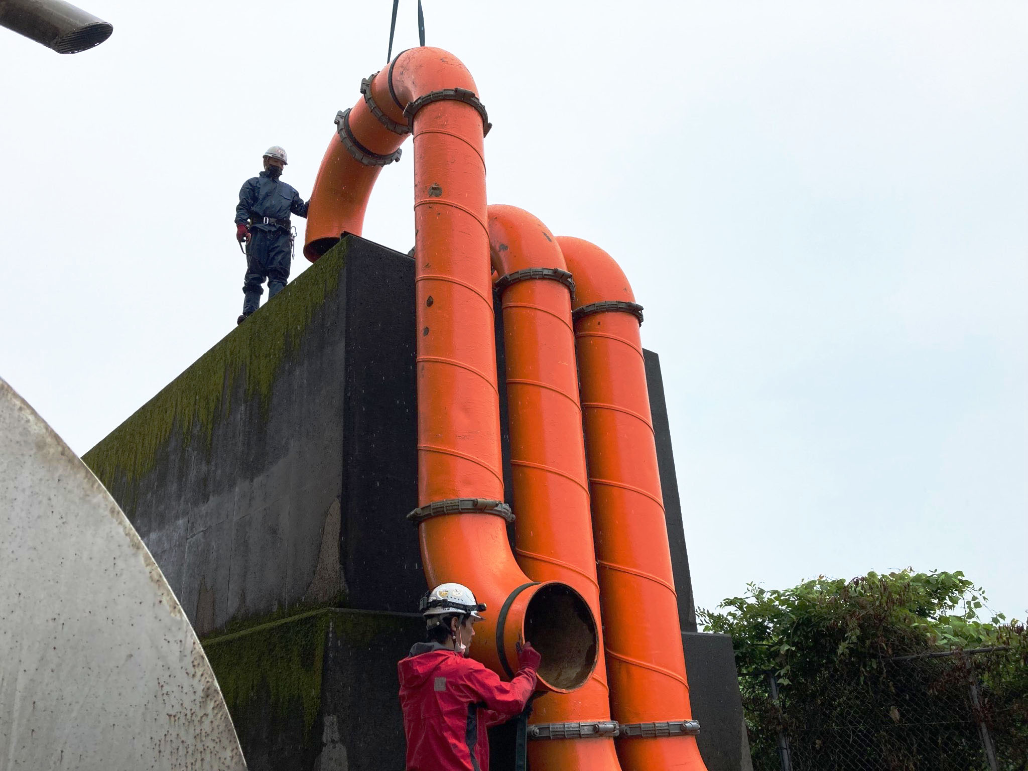日本熊本県の排水機場で仮設排水ポンプ設備 日本熊本県の排水機場で仮設排水ポンプ設備